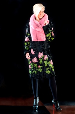 Комбинированное меховое пальто