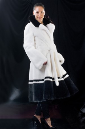 Комбинированное норковое пальто