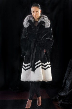 Комбинированное норковое пальто