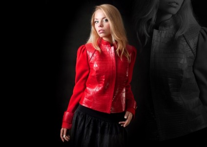 Жакет из крокодила и кашемира