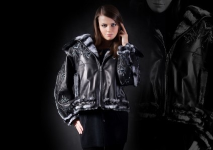 Кожаная куртка на меху шиншиллы