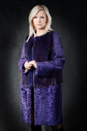 Комбинированное меховое пальто №3