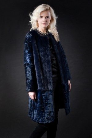 Комбинированное меховое пальто №2