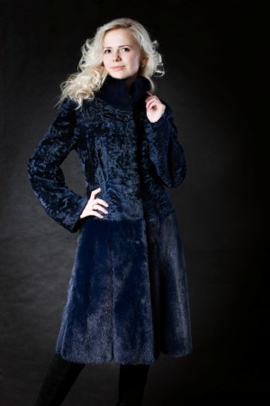 Комбинированное меховое пальто №1